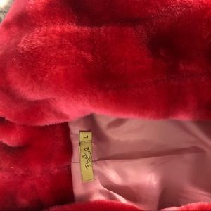pink crop fur coat